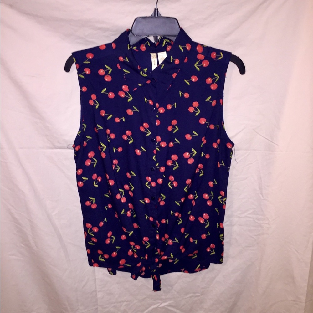 Navy blue Cherry Blouse.